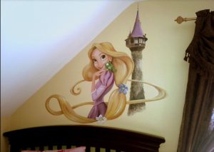Disney character mural for the nursery