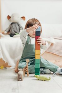 baby playing with blocks