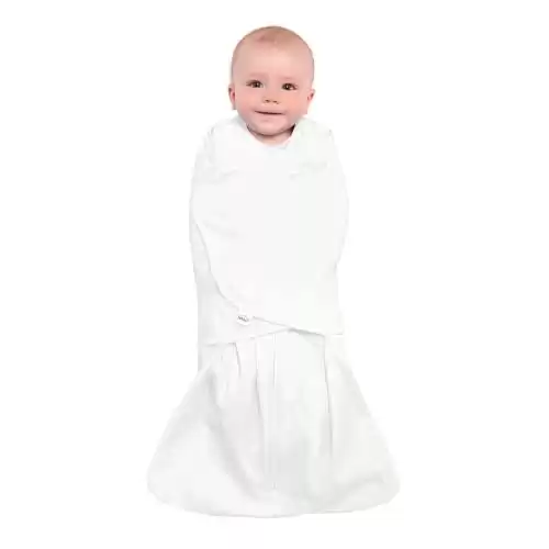 HALO 100% Cotton Sleepsack Swaddle, 3-Way Adjustable Wearable Blanket, TOG 1.5, Cream, Small, 3-6 Months