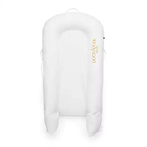 DockATot Deluxe+ Dock Baby Lounger, All-in-One Portable & Lightweight Lounger for Baby, Baby Lounger for Newborn and Infant, Baby Lounger Suitable from 0-8 Months - (Pristine White)