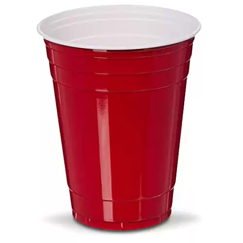 Amazon Basics 16-Ounce Disposable Plastic Cups, Red - Pack of 240