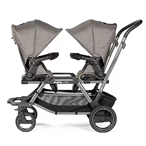 Peg Perego Duette Piroet - Double tandem Stroller - compatible with Primo Viaggio infant car seats - Made in Italy - Atmosphere (Grey)