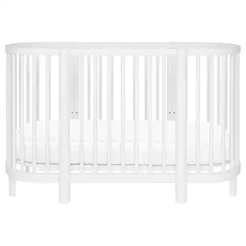 Babyletto Hula Oval Convertible Crib with Mini/Bassinet Conversion, White