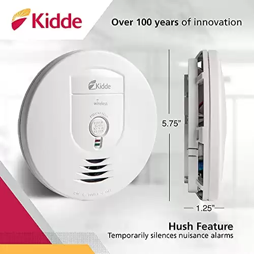 Kidde Wireless Smoke Detector, AA Battery Operated (Included), Ionization Sensor Wire-Free Interconnect Smoke Alarm, White