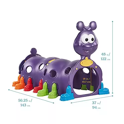 ECR4Kids Peek-A-Boo Happy Caterpillar Tunnel, Play Structure, Purple