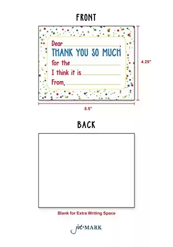 Jot & Mark Thank You Notes for Kids 20 Flat Cards with Self-Sealing Envelopes Included