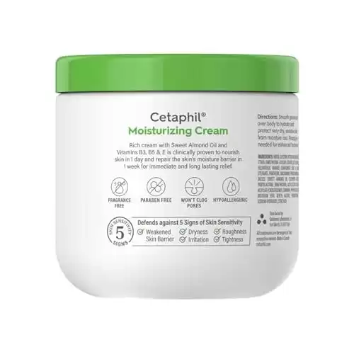 Cetaphil Moisturizing Cream for Very Dry/Sensitive Skin, Fragrance Free 16 oz