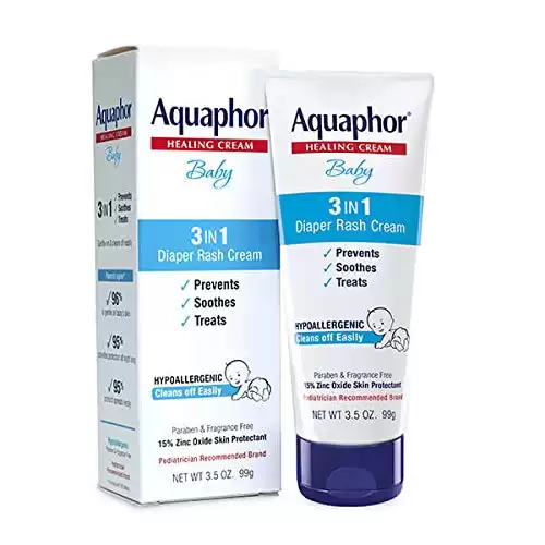Aquaphor Baby Diaper Rash Cream, 3-in-1 Diaper Rash Relief, 3.5 Oz Tube, Pack of 3