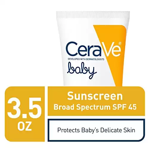CeraVe Mineral Baby Sunscreen SPF 45 | Baby Sun Lotion to Help Protect Delicate Skin | Fragrance, Paraben, Sulfate & Phthalates Free | 3.5 Ounce