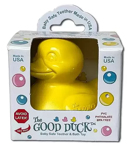 Celebriducks The Good Duck - BPA & PVC Free Rubber Duckie Baby Bath Toy Teether - Yellow