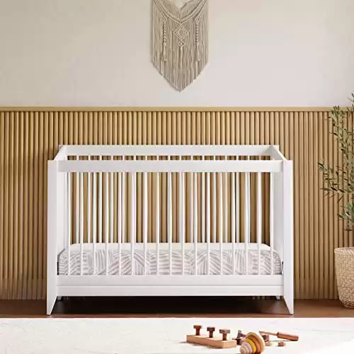 Babyletto Sprout 4-in-1 Convertible Crib with Toddler Bed Conversion Kit in White, Greenguard Gold Certified