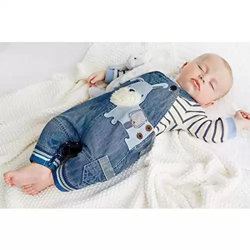 LvYinLi Cute Baby Boys Clothes Toddler Boys' Romper Jumpsuit Overalls Stripe Rompers Sets (3-9 months, Blue)