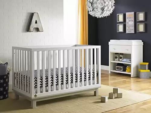 Fisher-Price Riley 3-in-1 Convertible Crib, Snow White/Misty Grey