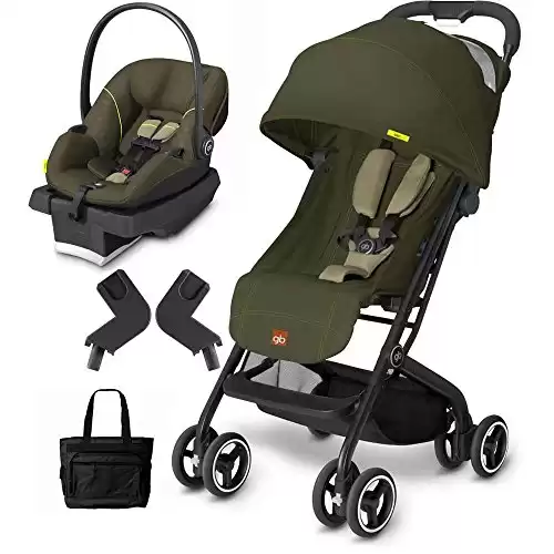 Goodbaby GB QBIT Lizard Khaki Asana Infant Car Seat and Stroller Travel System with Diaper Bag
