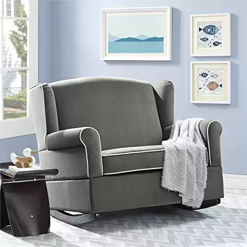 Baby Relax Lainey Wingback, Super-Wide Nursery Rocker, Graphite Gray - Color: Gray