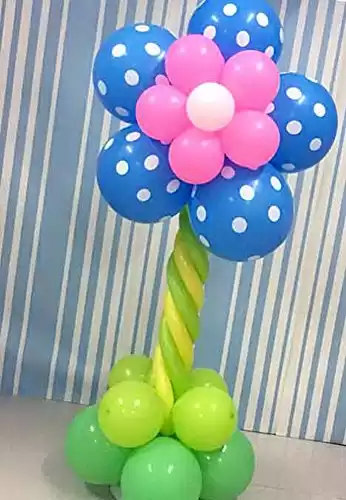 Gentle Meow 2 Pack Birthday Party Cartoon Column Stand Base Blue Wave Points Flower Balloons