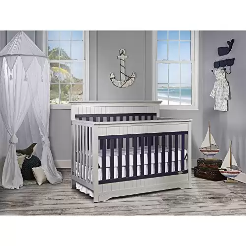 The Dream On Me Chesapeake 5-in-1 Convertible Crib, Platinum & Navy, Full Size Crib, 53.5x41x30 Inch (Pack of 1)